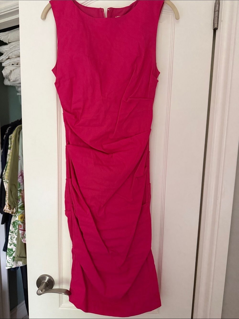 Artelier Nicole Miller hot pink ruched dress